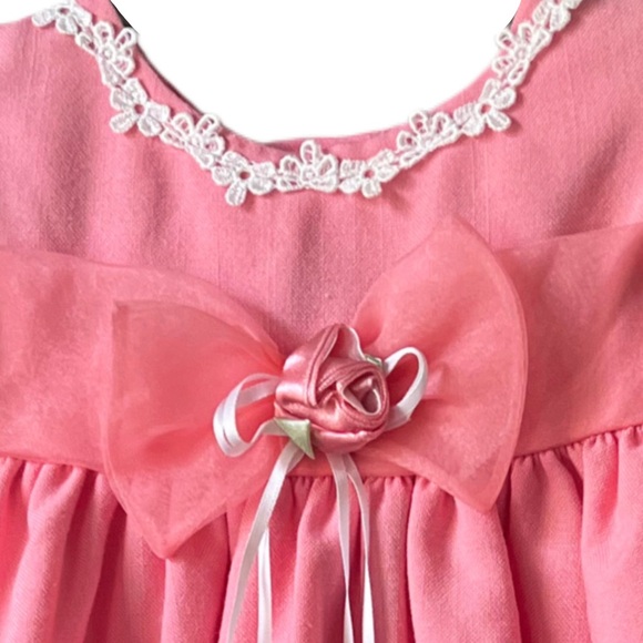 Rare Editions Toddler Light Coral Short Puff Sleeve Dress Sz 24 Mo - Picture 6 of 6